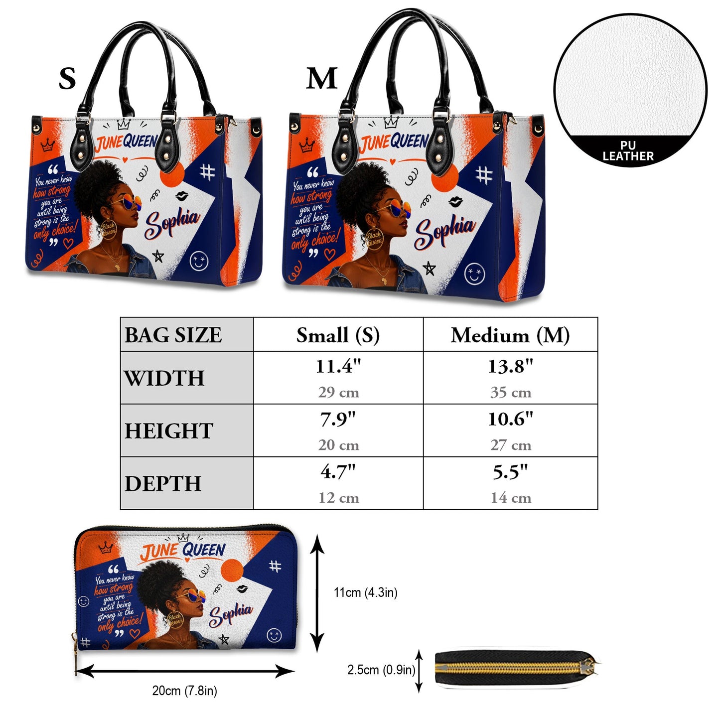 Personalized Birth Month Queen PU Leather Handbag for Black Women QFND6050602