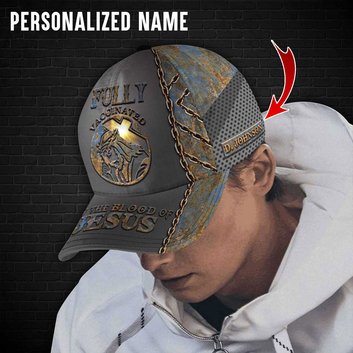 Personalized Name 3D All Over Printed Fully Vaccinated By The Blood Of Jesus Cap QFDT221101