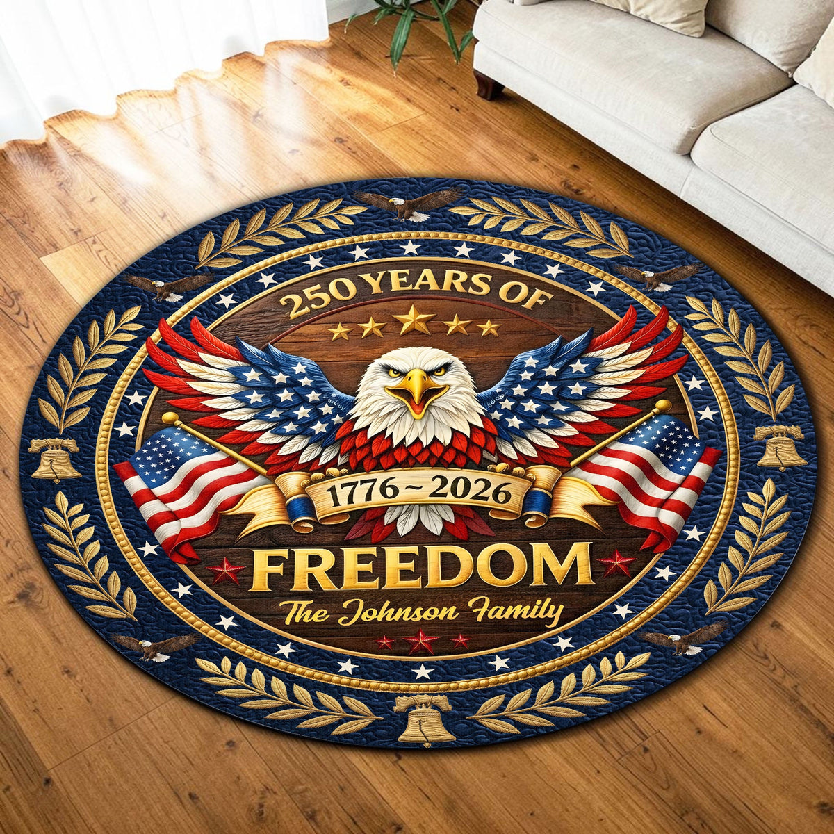 Personalized United State 250th Anniversary Quilt Round Mat UKND6140401