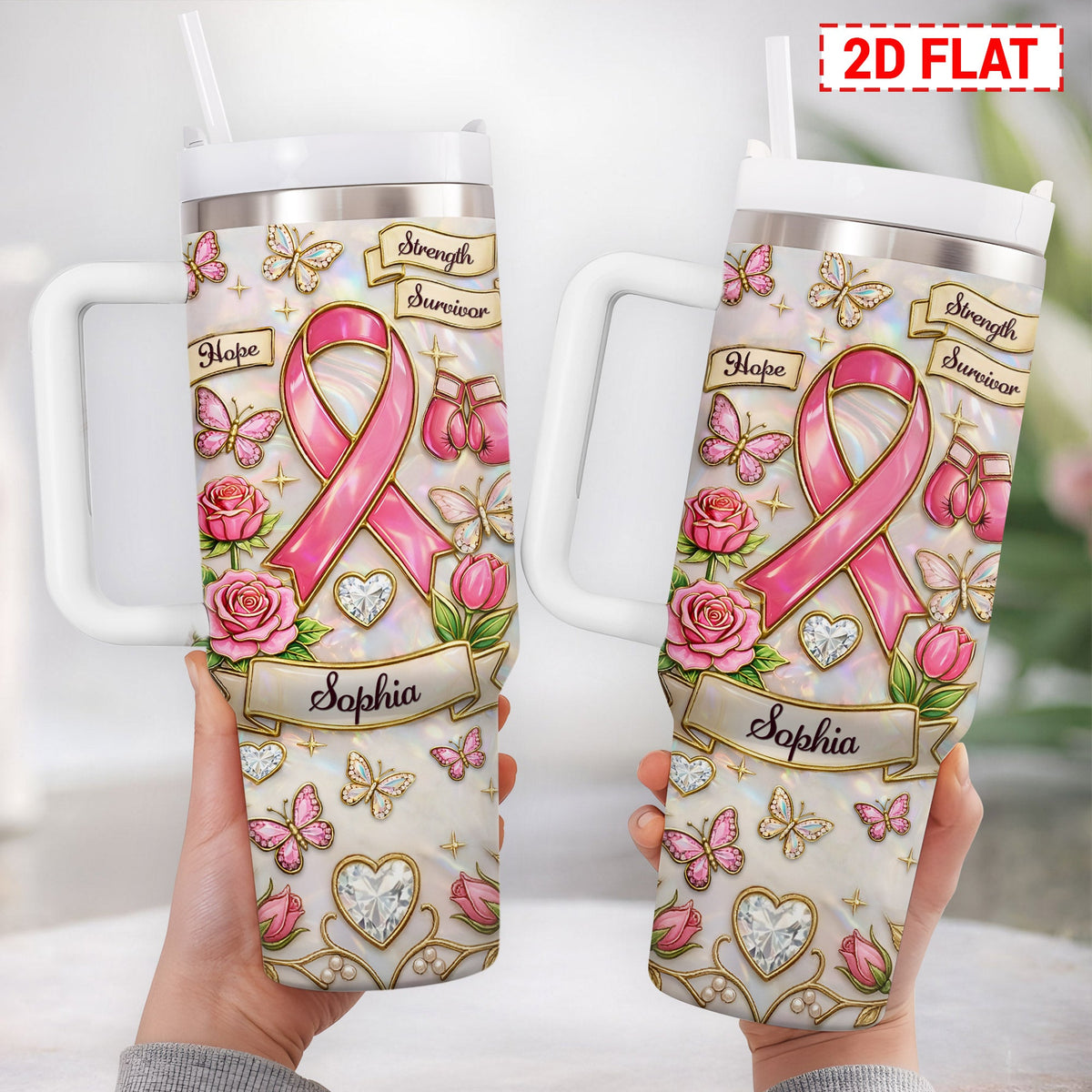 Personalized Breast Cancer Awareness 40 Oz Tumbler UKNT6070401