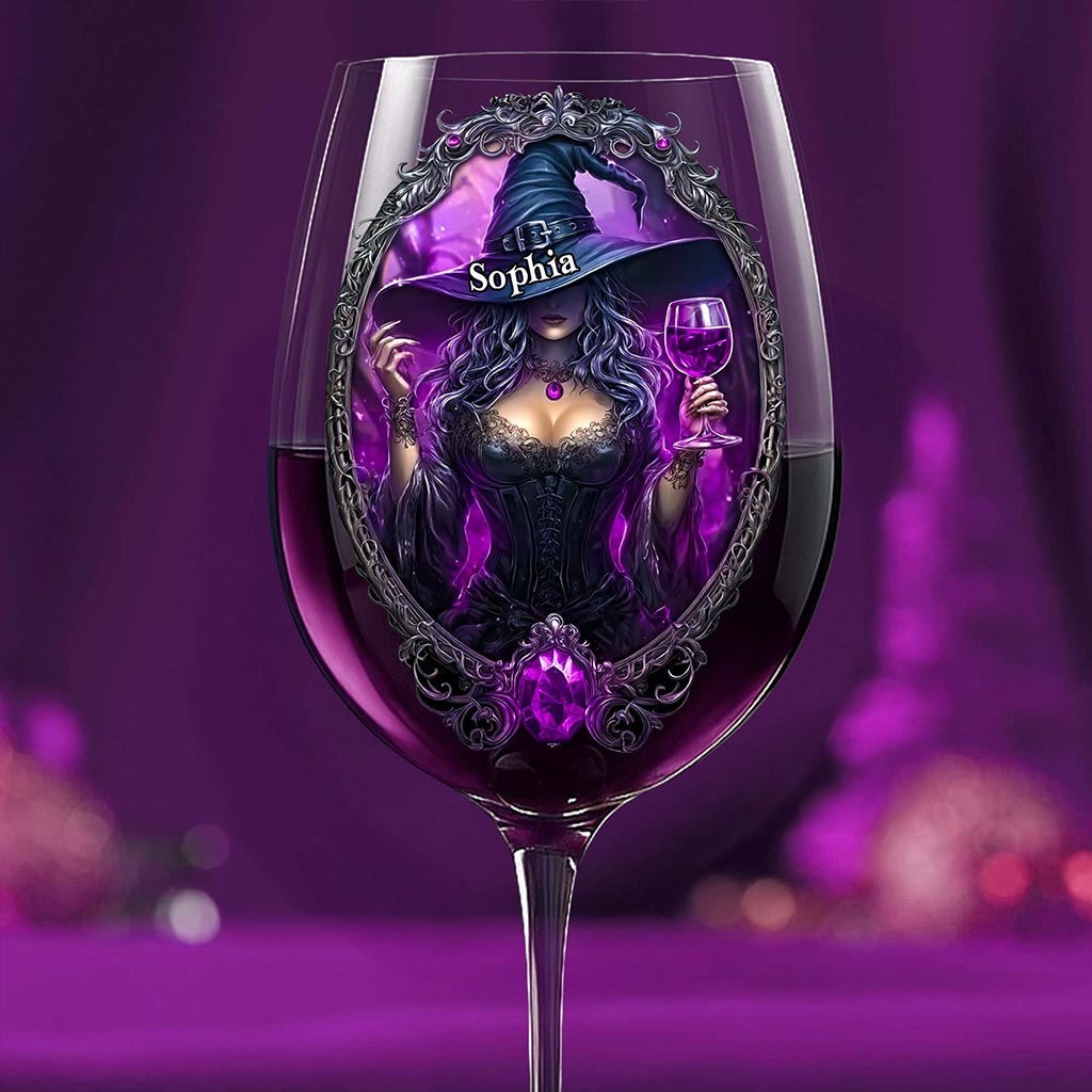 Personalized Witch Wine Glass With Long Stem Halloween QFHA5040901
