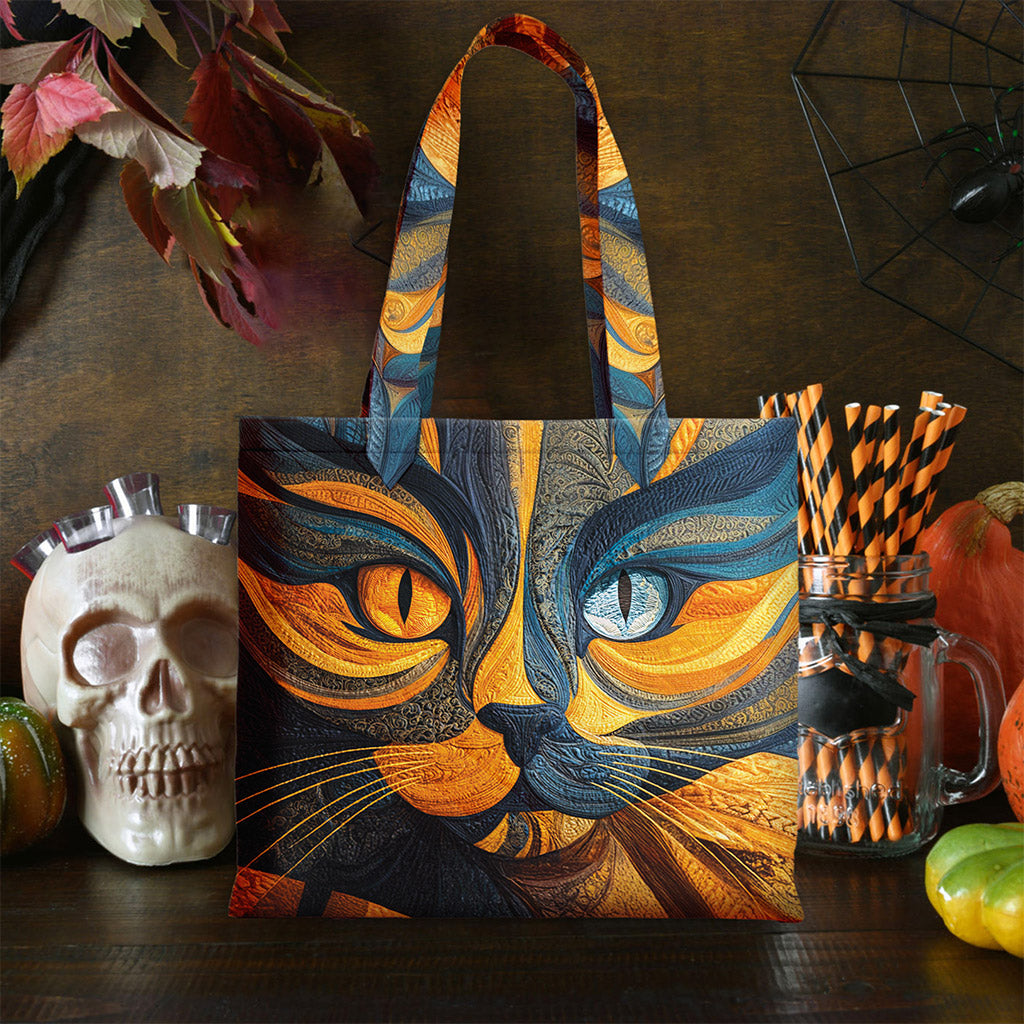 Personalized Black Cat Halloween Quilted Tote Bag QFNT5220803
