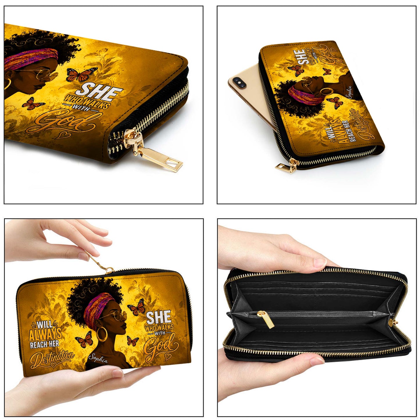 Personalized Black Women Leather PU Leather Handbag, Afro Girl Gifts UKND6220503