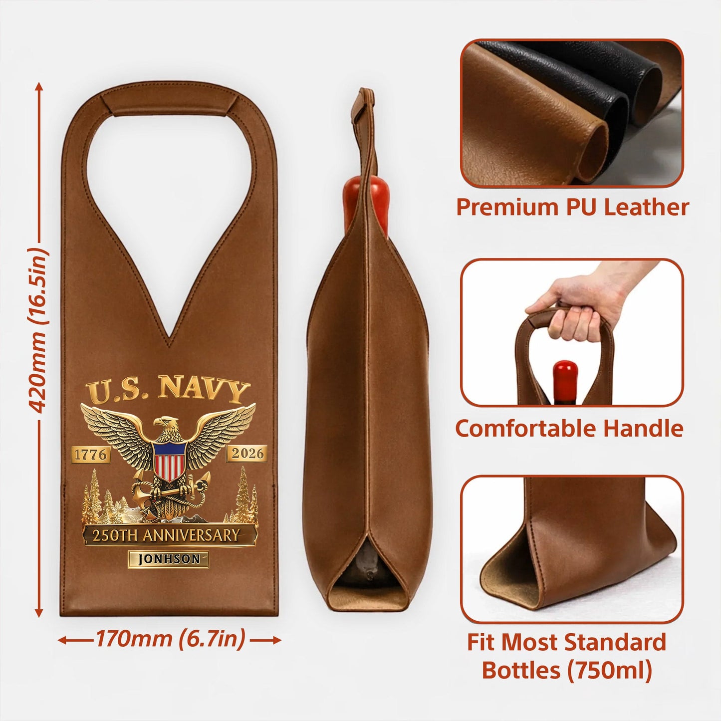 Custom US Navy 250th Wine Bag THNT6140404