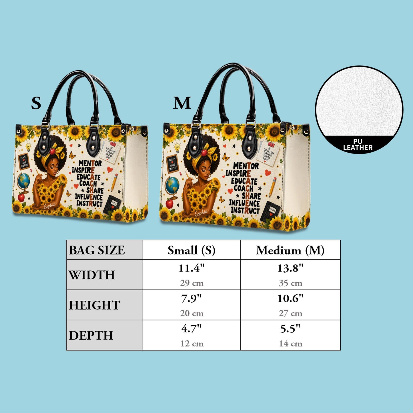 Personalized Teacher Black Women Leather Handbag UKND6030603