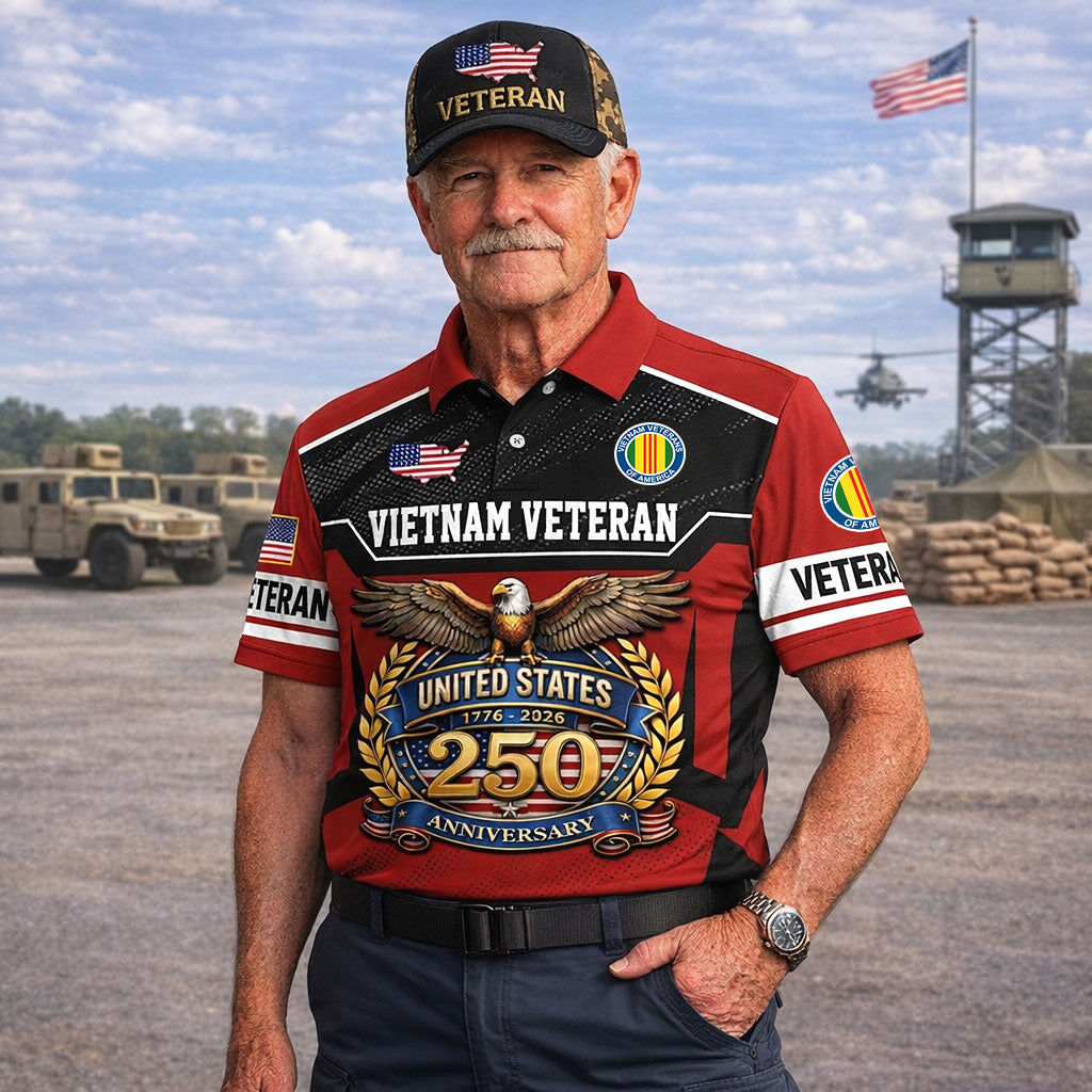 Vietnam Veteran United States 250th Anniversary Polo Shirt, Gifts for U.S Veterans UKHA6220602