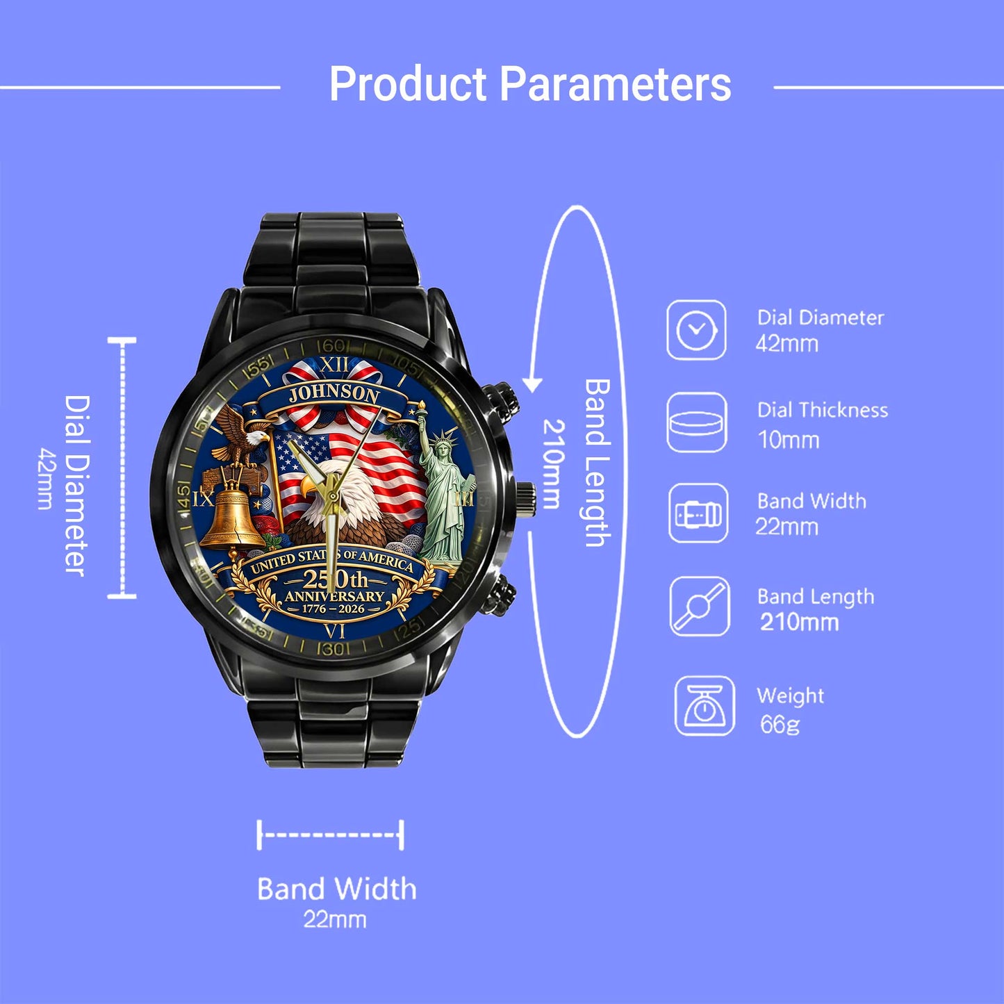 Personalized United State 250th Anniversary C146 Watch UKND6130307