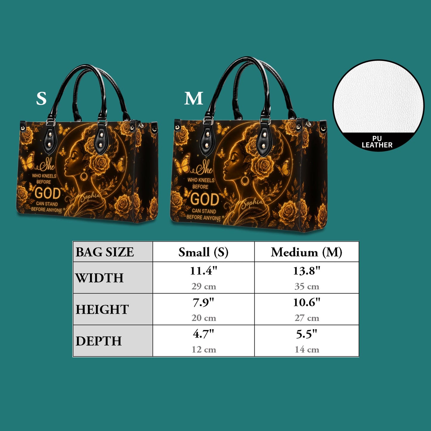 Personalized Christain Black Women PU Leather Handbag, Afro Girl Gifts UKND6030602