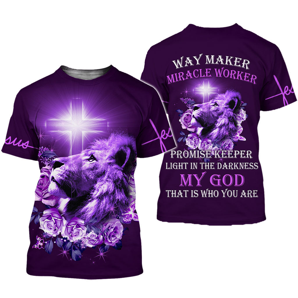 Purple Rose Way Maker Miracle Worker Jesus 3D All Over Printed Clothes QFDT130501