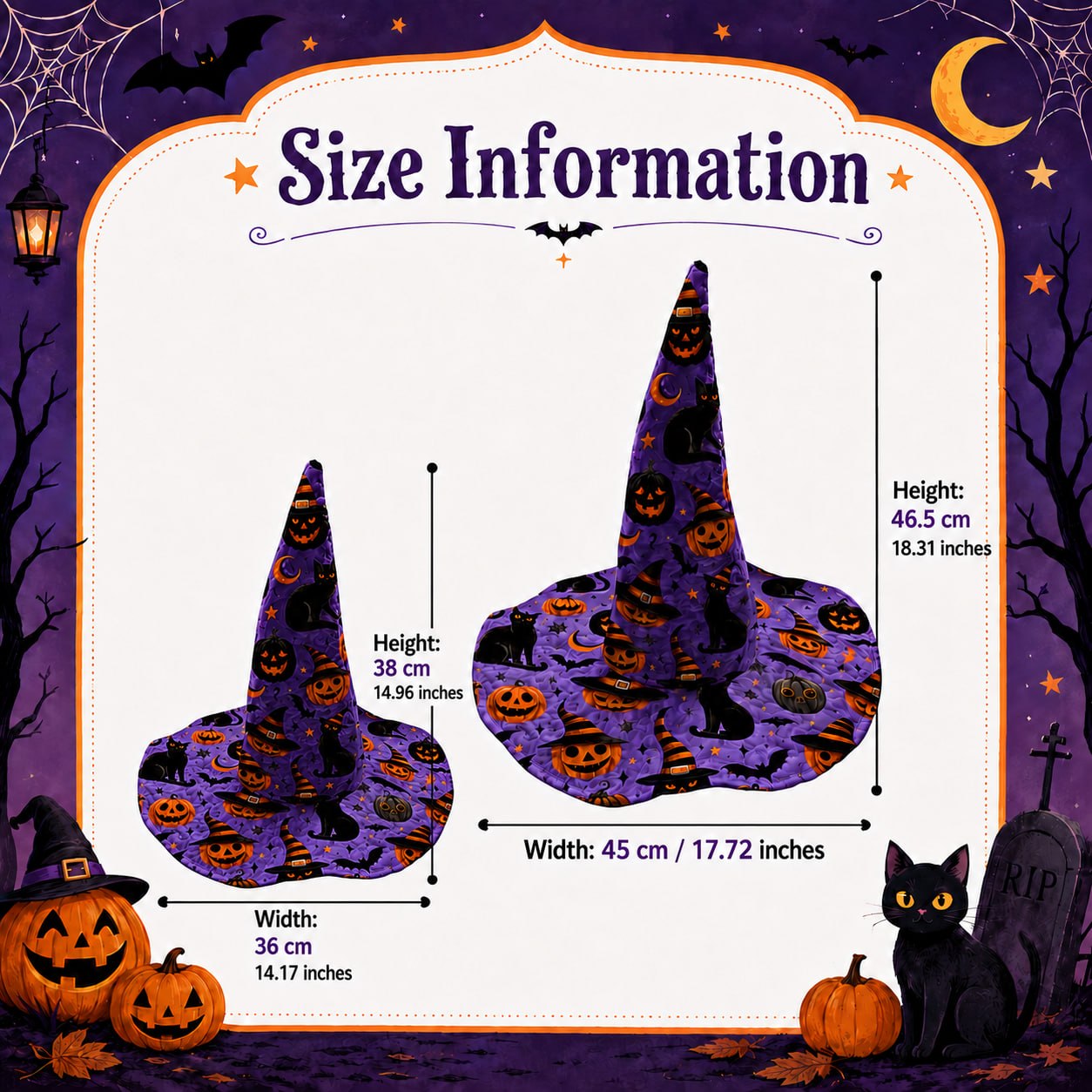 Personalized Owl Halloween Quilted Witch Hat UKND6070810