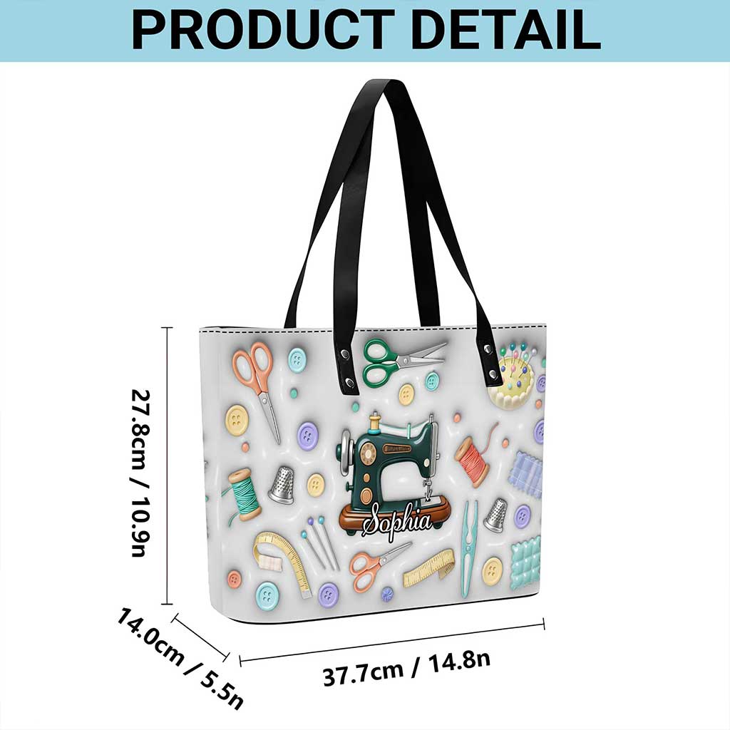 Custom Sewing Leather tote bag with back zipper THUU6270103