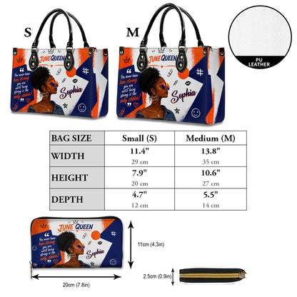 Personalized Birth Month Queen PU Leather Handbag for Black Women QFND6050602
