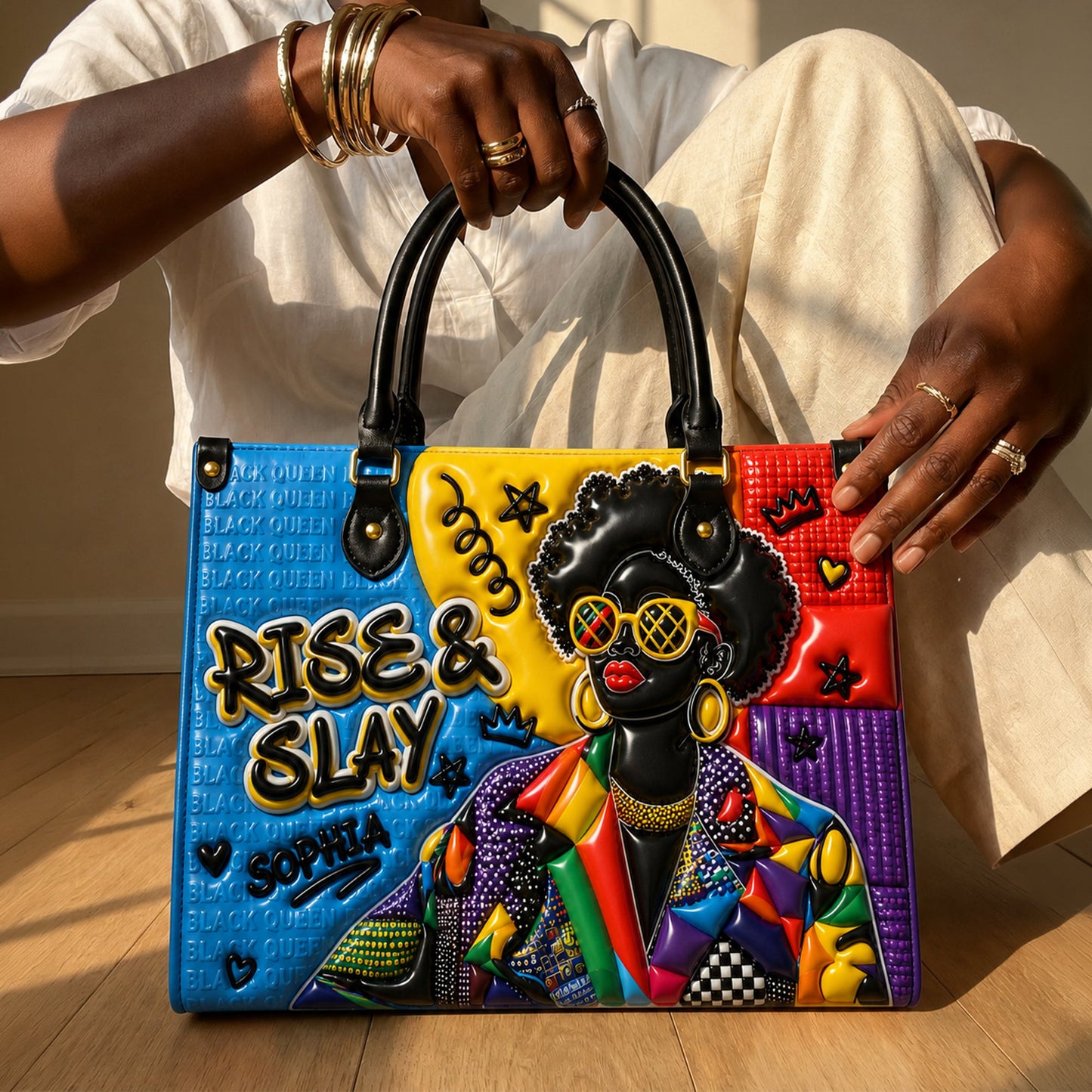 Personalized Black Women PU Leather Handbag QFTD6050601