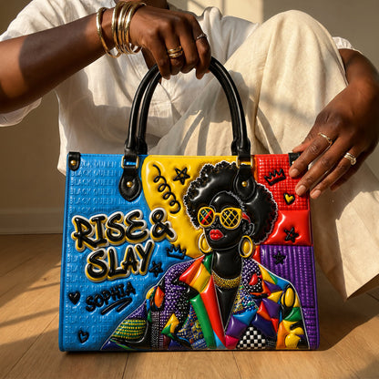 Personalized Black Women PU Leather Handbag QFTD6050601