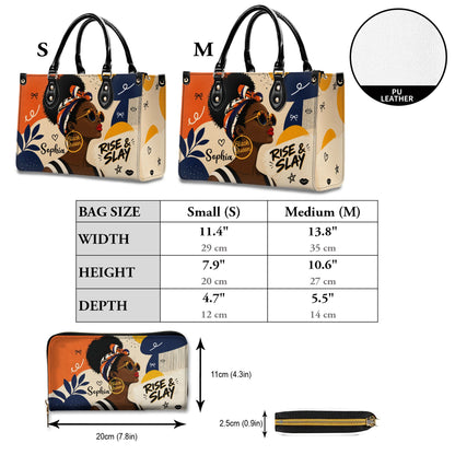 Personalized Black Women Leather PU Leather Handbag, Afro Girl Gifts UKND6220501