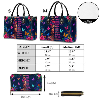 Personalized Black Women Leather PU Leather Handbag, Afro Girl Gifts UKND6220502