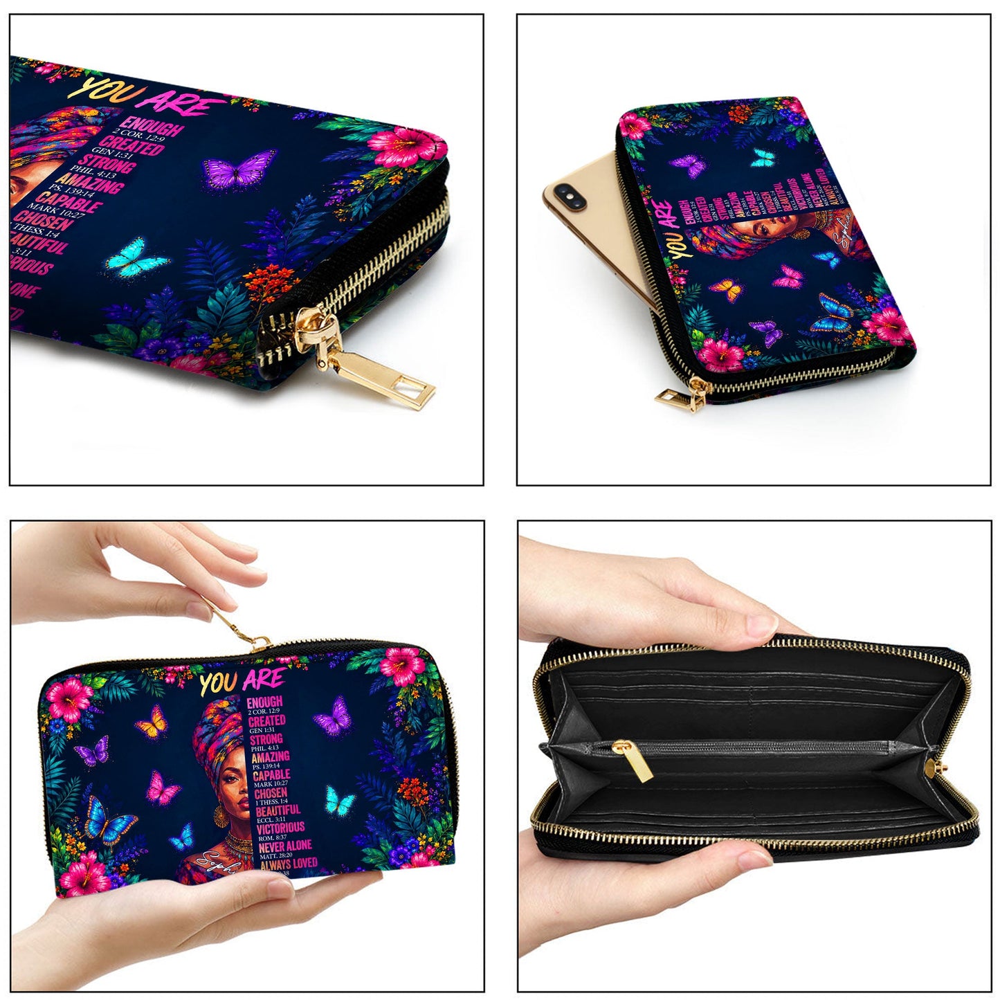 Personalized Black Women Leather PU Leather Handbag, Afro Girl Gifts UKND6220502