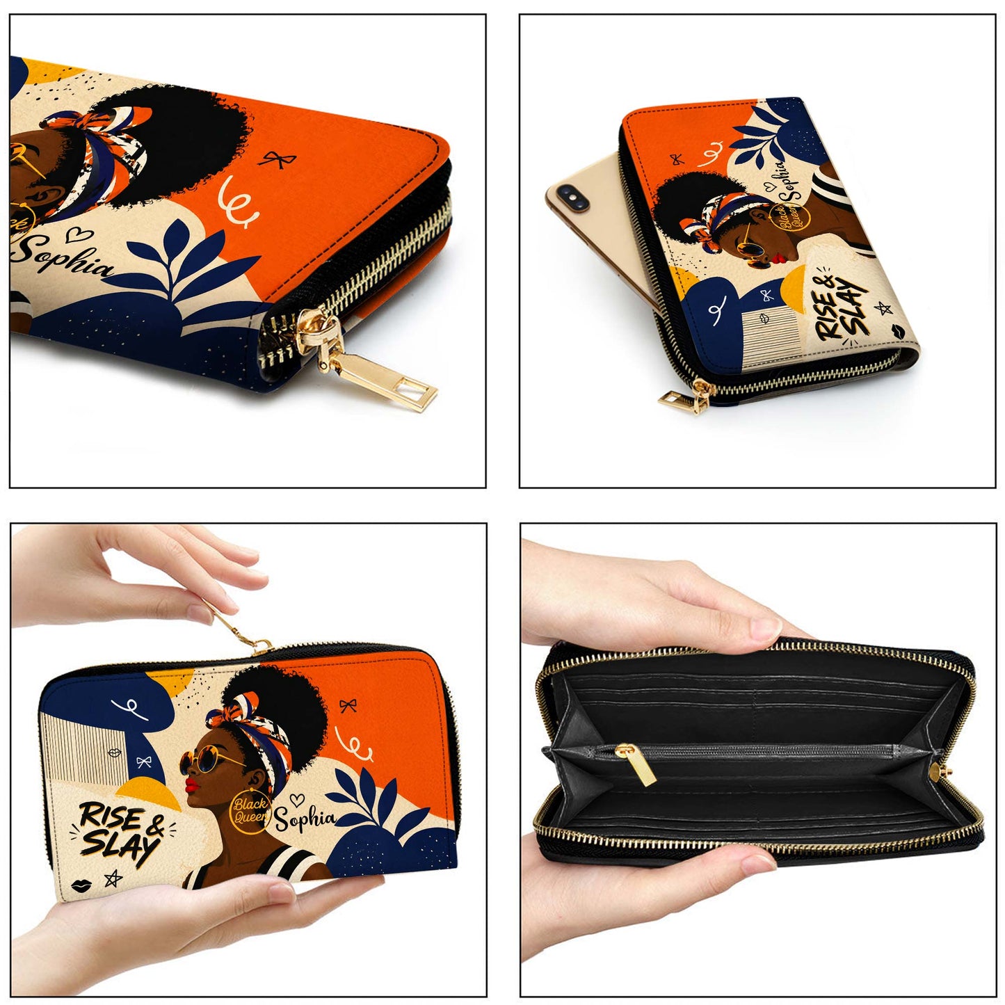 Personalized Black Women Leather PU Leather Handbag, Afro Girl Gifts UKND6220501