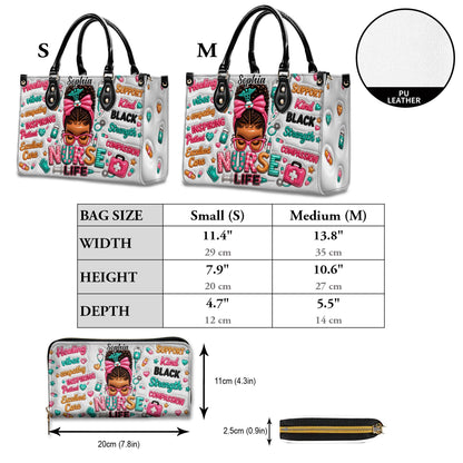 Personalized Nurse Black Women Leather Handbag UKND6050603