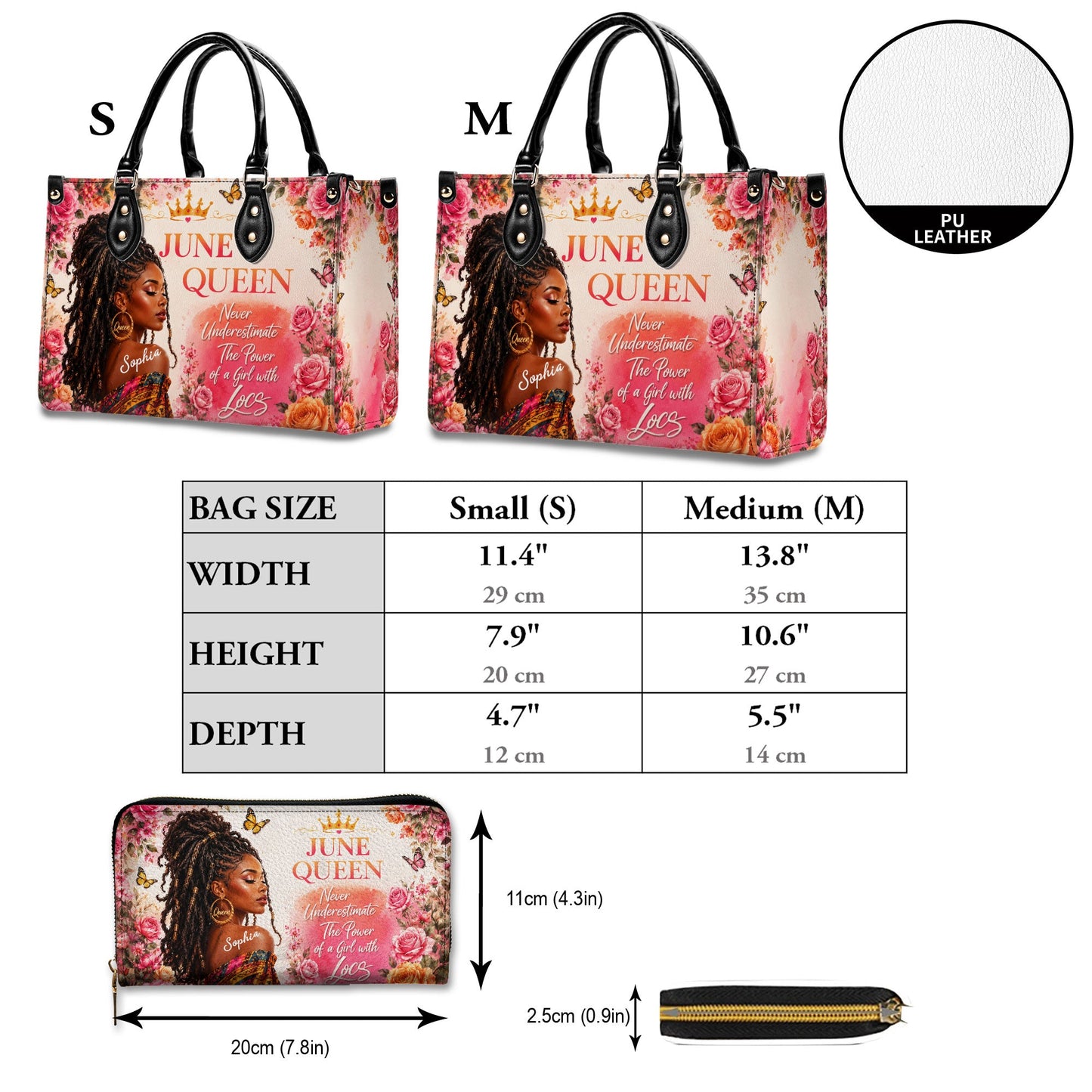 Personalized Birth Month Queen PU Leather Handbag for Black Women QFND6050601