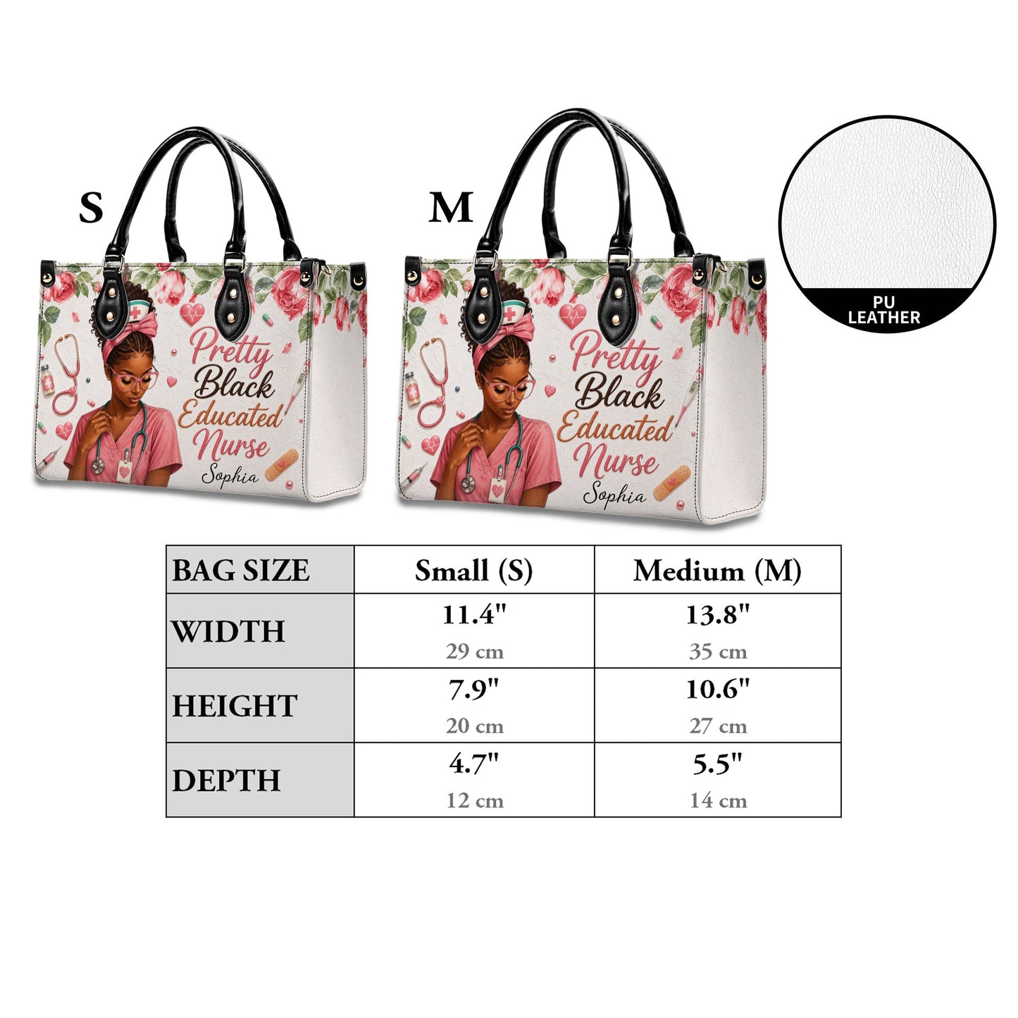 Personalized Nurse Black Women Leather Handbag UKND6040605