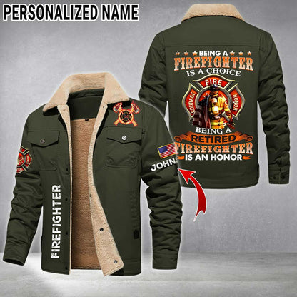 Personalized Firefighter Fleece Lined Polyester Jacket UKTZ5041103