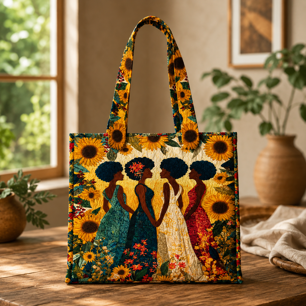 Personalized Black Women Quilted Tote Bag QFNT5250804