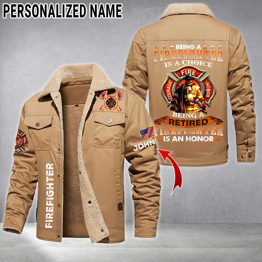 Personalized Firefighter Fleece Lined Polyester Jacket UKTZ5041103