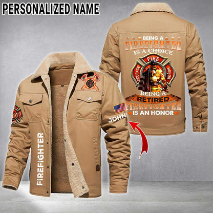 Personalized Firefighter Fleece Lined Polyester Jacket UKTZ5041103