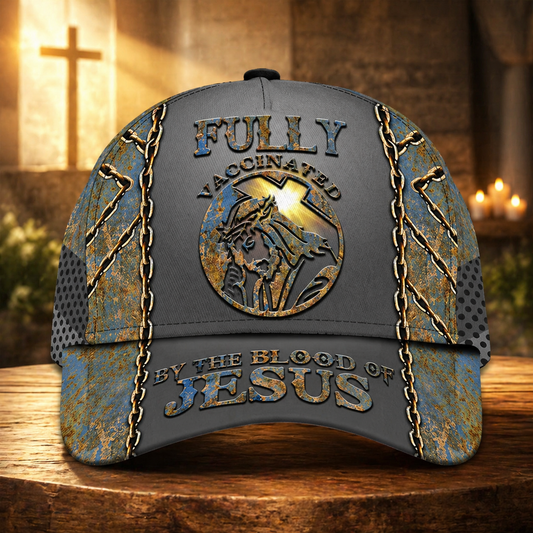 Personalized Name 3D All Over Printed Fully Vaccinated By The Blood Of Jesus Cap QFDT221101