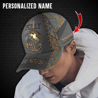 Personalized Name 3D All Over Printed Fully Vaccinated By The Blood Of Jesus Cap QFDT221101