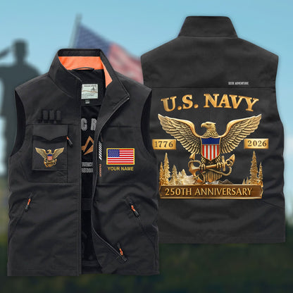 Personalized U.S. Navy 250th Anniversary Multi-Pocket Vest UKHH6060302