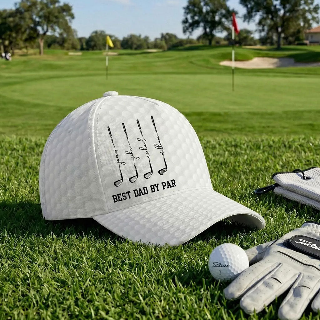 Personalized Best Dad By Par Cap, Father Day Golf Gift UKHA6210403