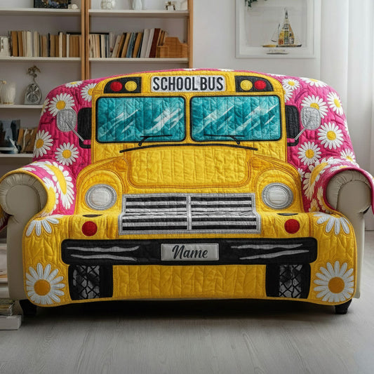 Custom Name School Bus Quilt Sofa Cover QFTO5291001