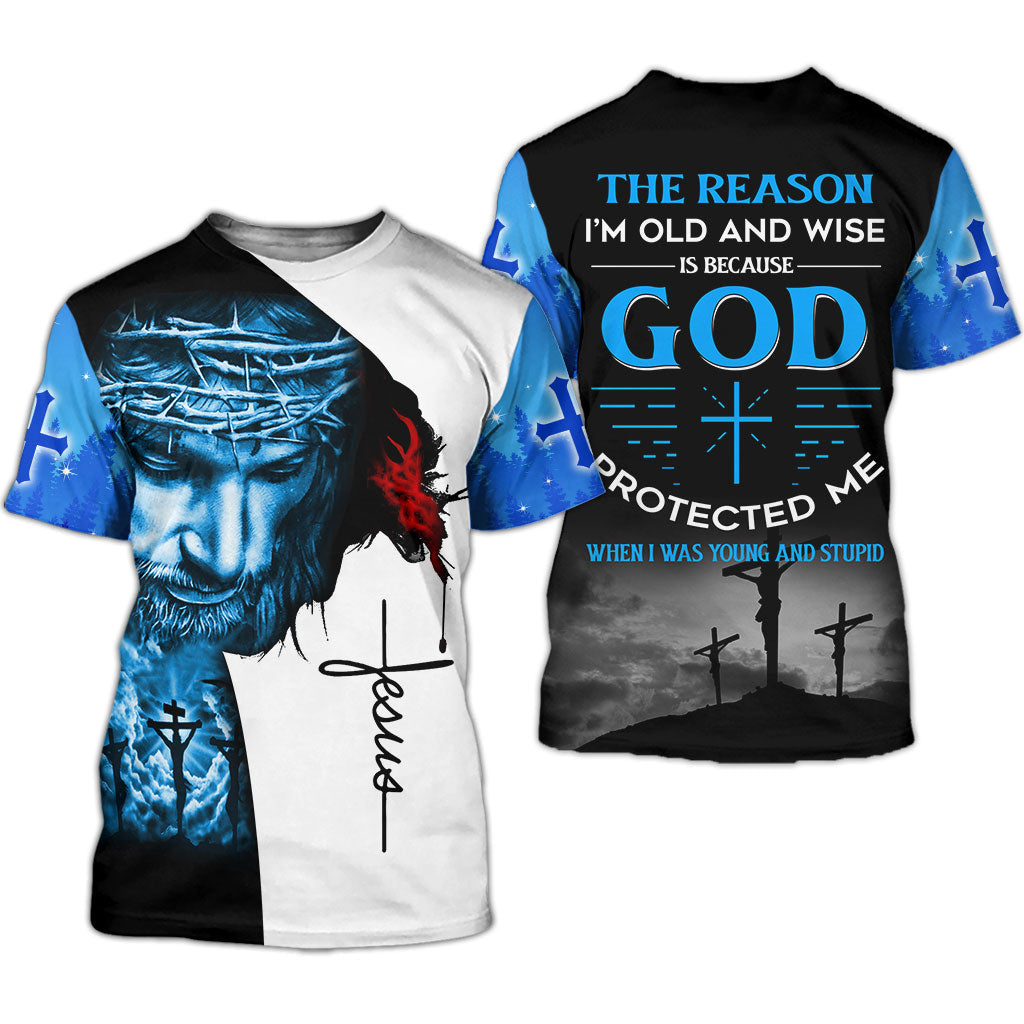 Jesus The reason I’m old and wise is because God Protected Me 3D All Over Printed Clothes UKUU241103
