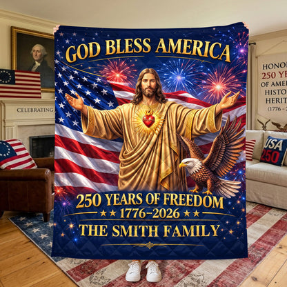 Personalized United States 250th Anniversary Quilted Blanket UKND6170603