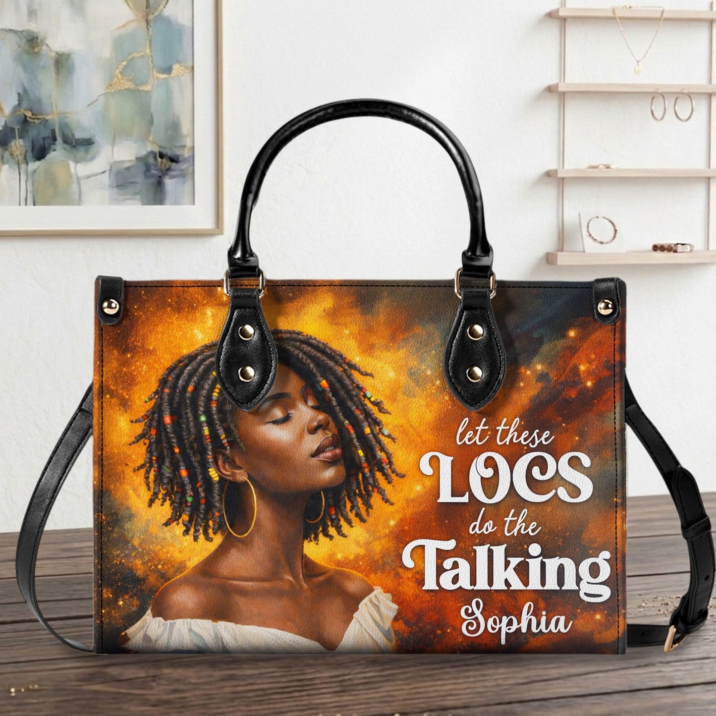 Personalized Black Women Leather Handbag With Wallet UKND6050302
