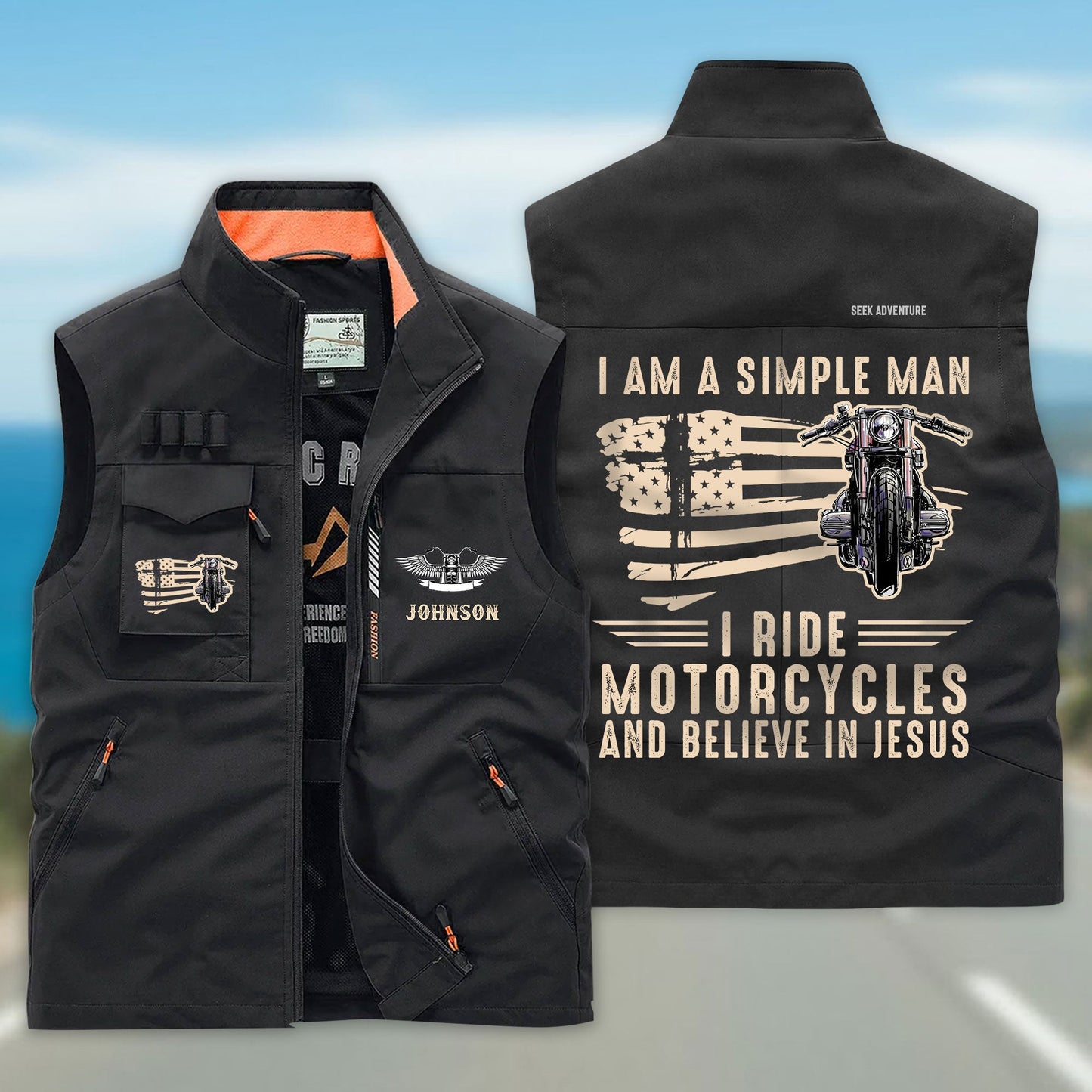 Personalized Motorcycle Multi-Pocket Vest UKND6220402