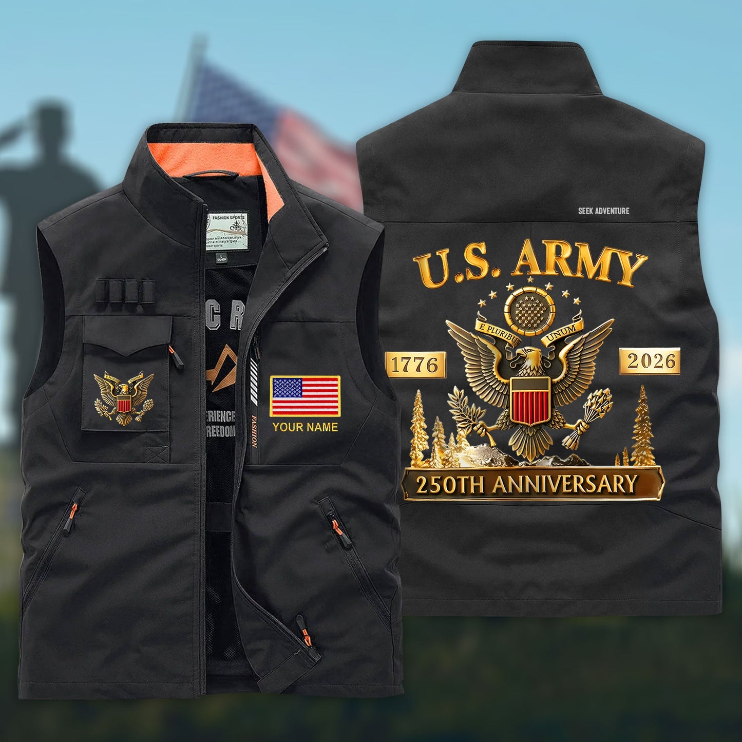 Personalized U.S. Army 250th Anniversary Multi-Pocket Vest UKHH6060303