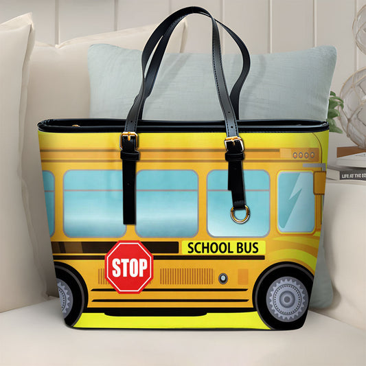 School Bus Driver Leather Tote Bag Gifts QFTD4050701