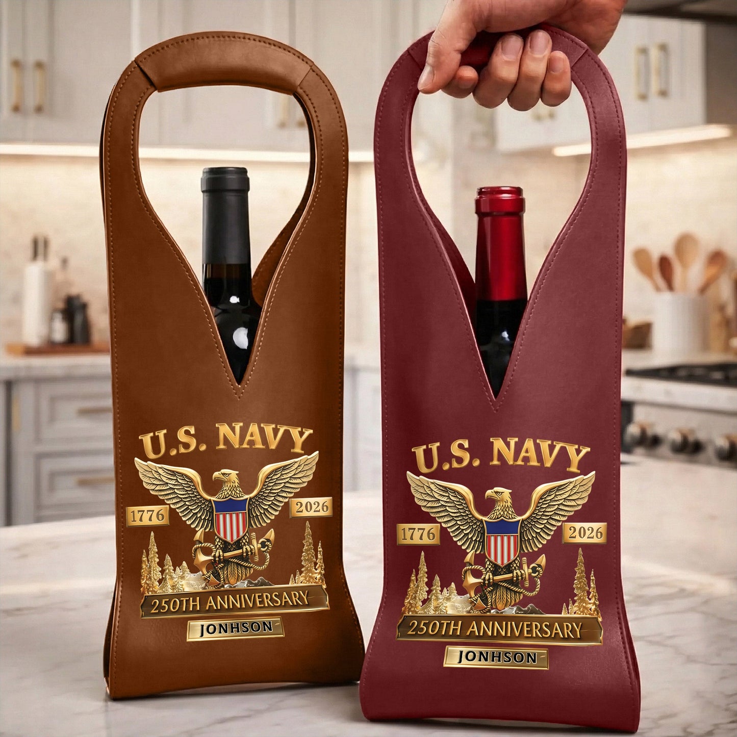 Custom US Navy 250th Wine Bag THNT6140404