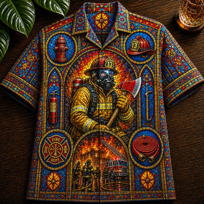 Firefighter Stained Glass Hawaiian Shirt UKNT6240603