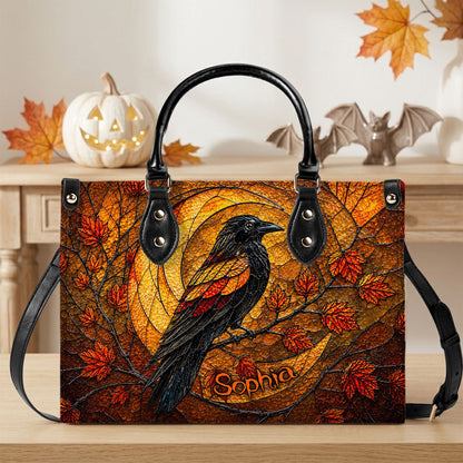 Personalized Raven Halloween 3D Printed  Leather Handbag, Wallet UKND6170702