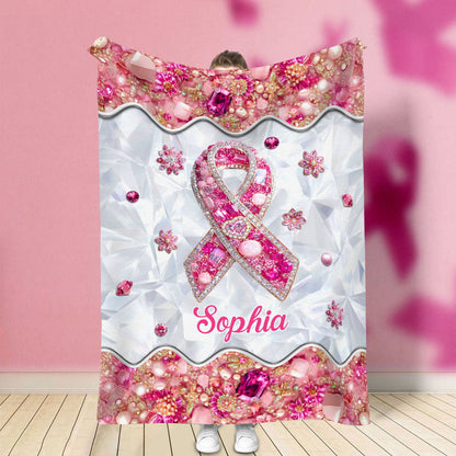 Personalized Breast Cancer Fleece Blanket QFTD5140803