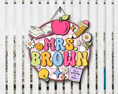 Personalized Teacher Door Sign, Classroom Welcome Door Sign, Back to School Gift, 1st Day of School Decor UKTD6080702