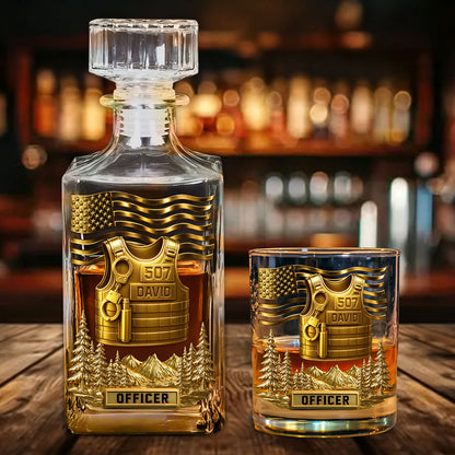 Personalized Police Whiskey Decanter Set UKTO5020801