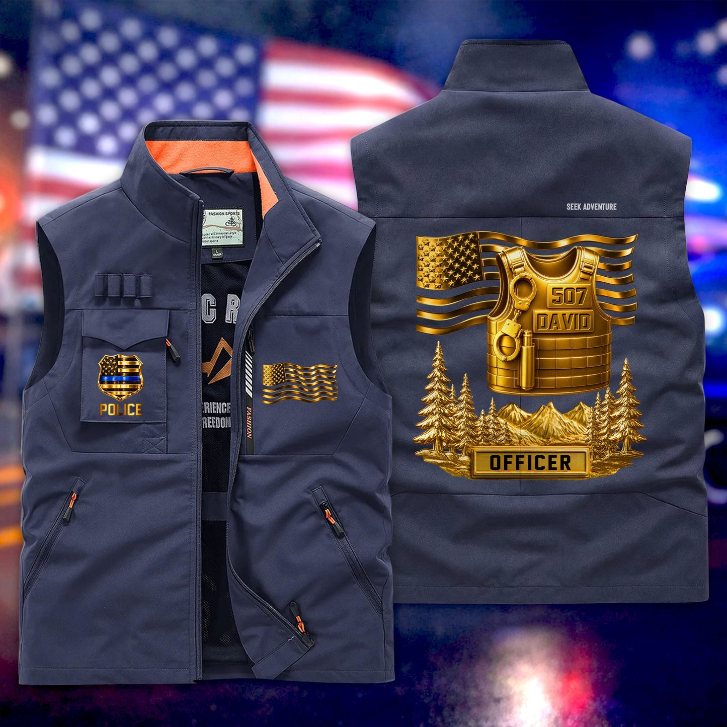 Personalized Police Multi-Pocket Vest, Gift for Police Officer UKTD6050302