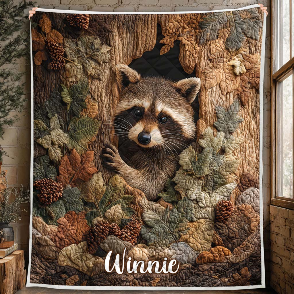 Personalized Raccoon Quilted Blanket QFHM5221004