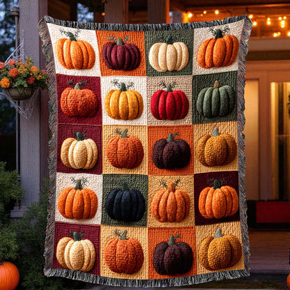 Fall Pumpkin Woven Tapestry Throw Blanket Halloween QFHM5210804