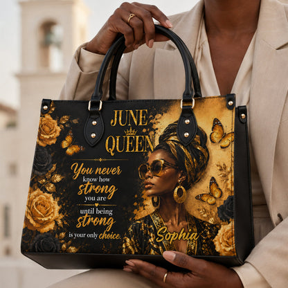 Personalized Birth Month Queen PU Leather Handbag for Black Women QFTD6060601